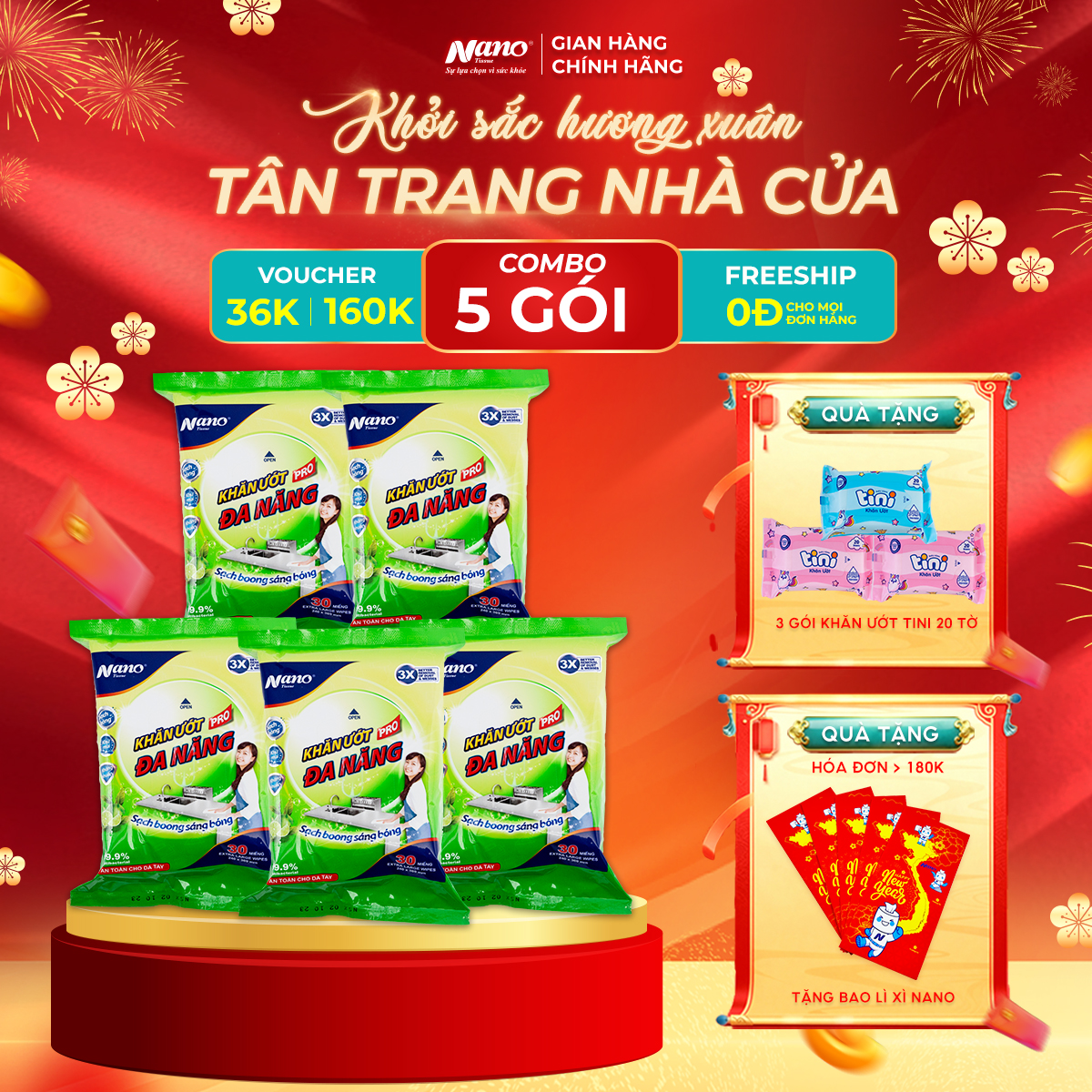 Khăn ướt đa năng - Hương  Chanh  Trà xanh